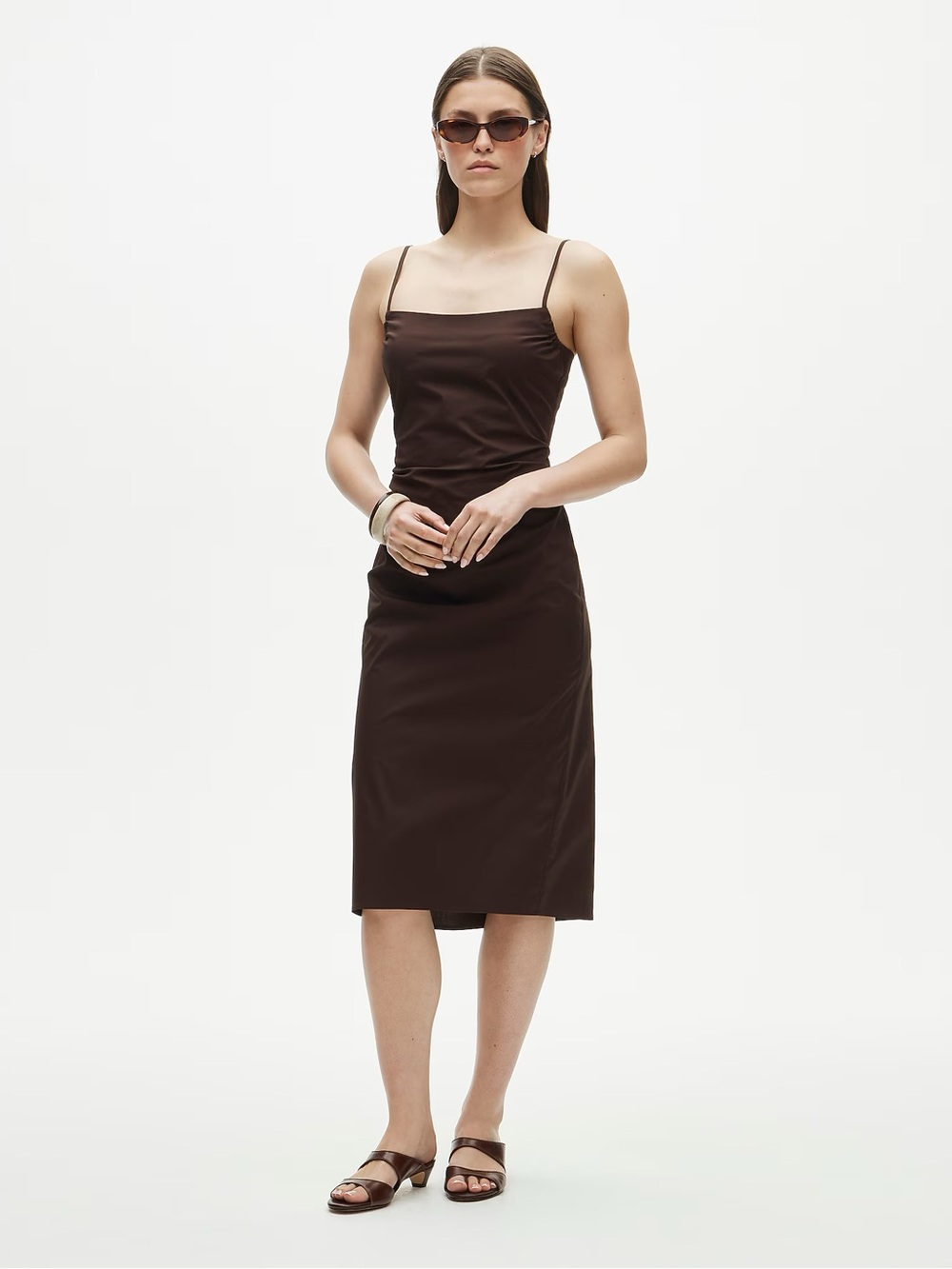 J. Crew Chocolate Brown Spaghetti-Strap Midi Dress